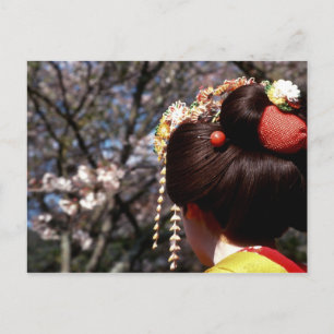 Cartão Postal Japão, Kyoto. Vista traseira aproximada da geisha