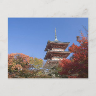 Cartão Postal Japão, Quioto, Pagode em cores de outono