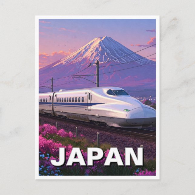 Cartão Postal Japão Shinkansen Mt Fuji Viagem (Frente)