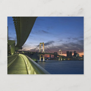 Cartão Postal Japão. Tóquio. Ponte Rainbow em Baía de Tóquio.