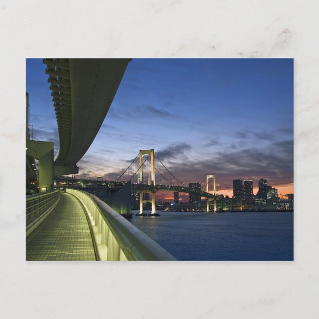 Cartão Postal Japão. Tóquio. Ponte Rainbow na Baía de Tóquio. (Frente)