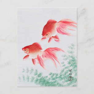 cartão postal japonês da pintura de ohara koson,