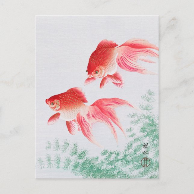 cartão postal japonês da pintura de ohara koson,小  (Frente)