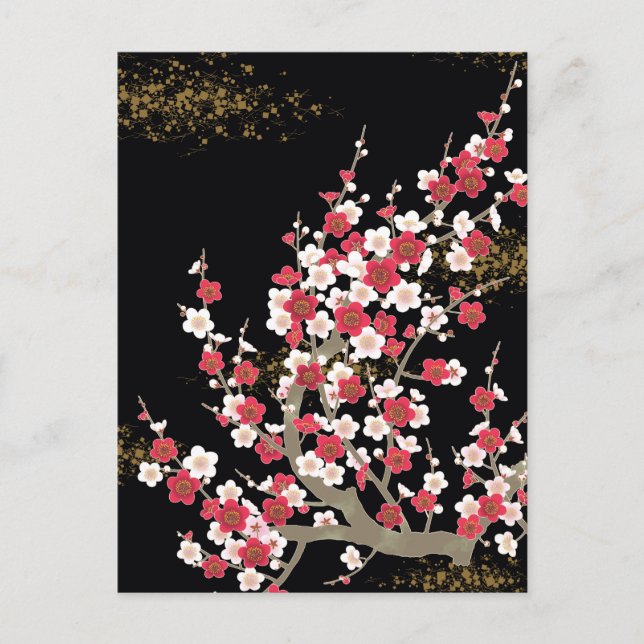 Cartão Postal Japonês Sakura Cherry Blossom Fine Art (Frente)