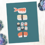 Cartão Postal Japonês Sushi Nigiri Maki Roll<br><div class="desc">Arte de comida japonesa para aqueles que adoram comer sushi,  sashimi,  nigiri e roletas maki.</div>