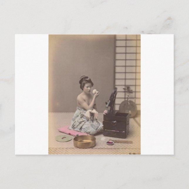 Cartão Postal Japonesa Lady Geisha Asian Vintage Art (Frente)
