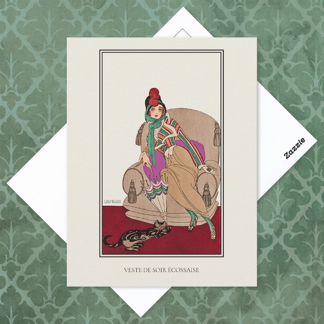 Cartão Postal Jaqueta escocesa Cat Gerda Wegener Fashion (Criador carregado)