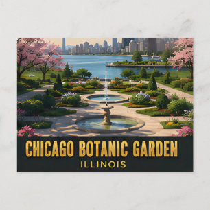 Cartão Postal Jardim Botânico de Chicago Illinois Lagos Viagem �