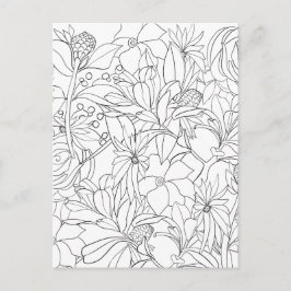 Cartão Postal Jardim branco negro de coloração floral