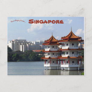 Cartão Postal Jardim Chinês das Pagodes Gêmeas Singapura