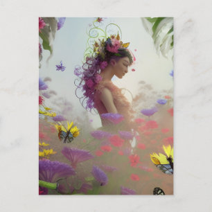 Cartão Postal Jardim de Borboleta Gerado AI
