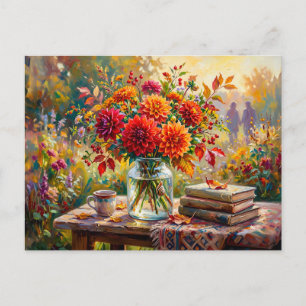 Cartão Postal Jardim de Café do Livro das Dahlías