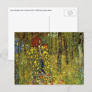 Cartão Postal Jardim de fazenda com Crucifixo por Gustav Klimt
