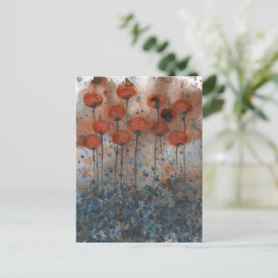 Cartão Postal Jardim de Flores Aquarela Papoulas L