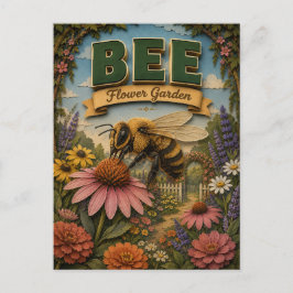 Cartão Postal Jardim de Flores de Abelha POPCUT