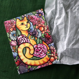 Cartão Postal Jardim de Flores de Gato Laranja