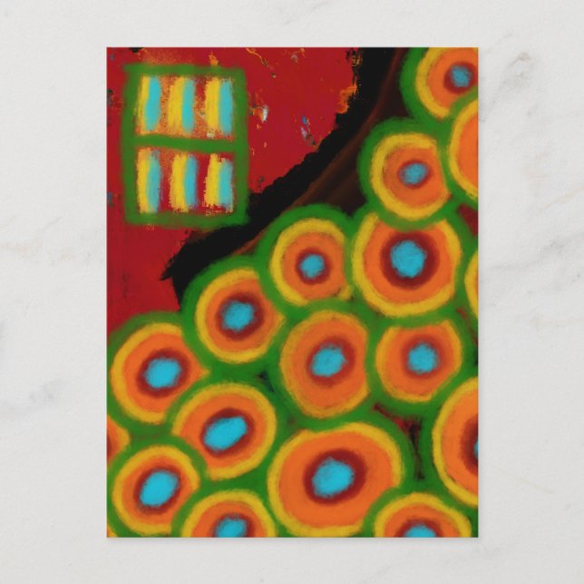 Cartão Postal Jardim de Flores, Pintura Digital Abstrata (Frente)