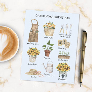 Cartão Postal Jardim de girassol essencial para jardinagem azul