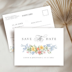 Cartão Postal Jardim de Primavera de Pastel Suave Salve a Data
