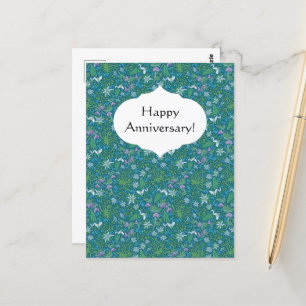 Cartão Postal Jardim de Primavera Dia das Mães Azul Roxo Branco