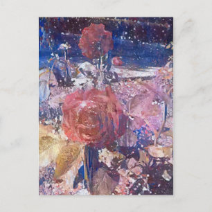 Cartão Postal jardim de rosas à meia-noite Foto aprimorada com A
