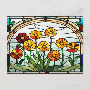 Cartão Postal Jardim de Vidro Colorido Flores de Calendula 
