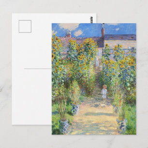 Cartão Postal Jardim do Artista em Vetheuil por Claude Monet