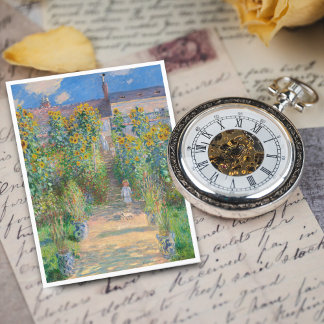 Cartão Postal Jardim do Artista em Vétheuil por Claude Monet