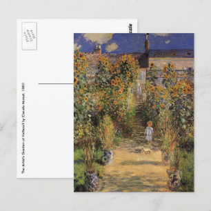 Cartão Postal Jardim do Artista em Vetheuil por Claude Monet