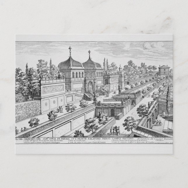 Cartão Postal Jardim do Duque de Parma no Colina Palatina, (Frente)