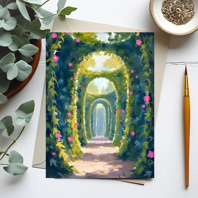Cartão Postal Jardim Encantado | Pintura de Arqueiro Floral (Criador carregado)