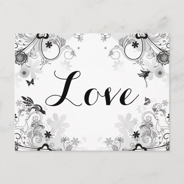 Cartão Postal Jardim Flor bonito - Pássaros e Borboletas Adoram (Frente)