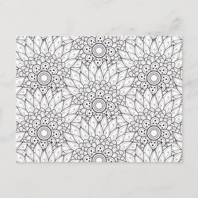 Cartão Postal Jardim Floral Doodle (Frente)