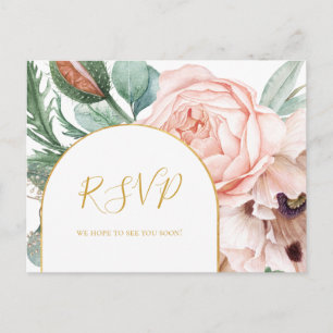 Cartão Postal Jardim Floral Elegante Blush   RSVP de Solicitaç