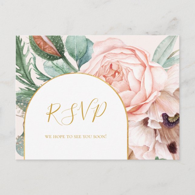 Cartão Postal Jardim Floral Elegante | RSVP de Solicitação de Mú (Frente)