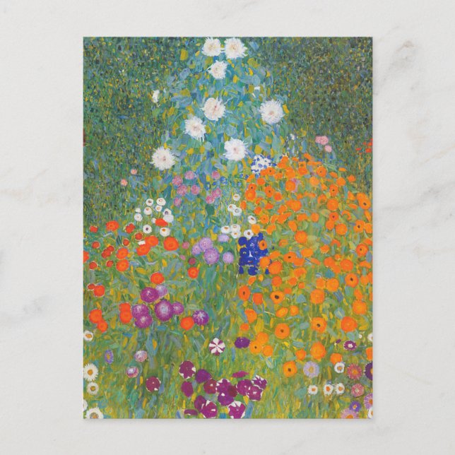 Cartão Postal Jardim Florido Vibrante - Gustav Klimt (Frente)