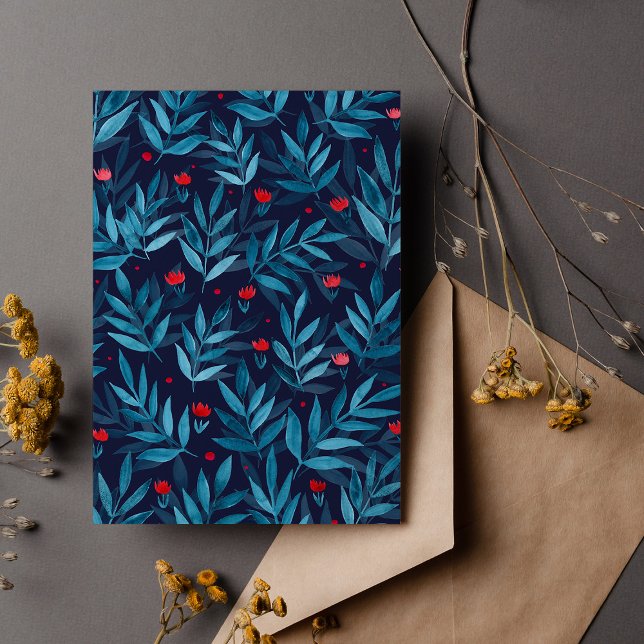 Cartão Postal Jardim noturno de aquarelas - turquesa, azul e ver (Criador carregado)