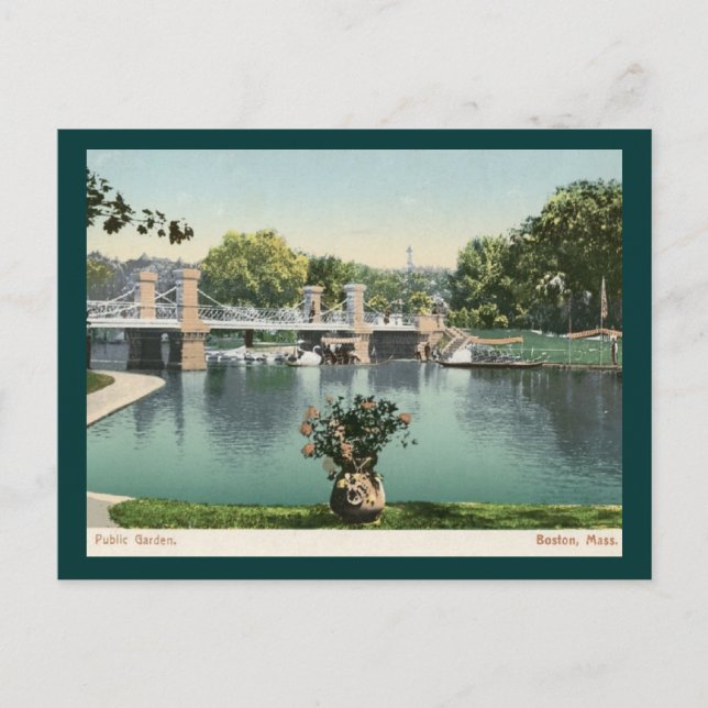 Cartão Postal Jardim Público, Boston 1905 Vintage (Frente)