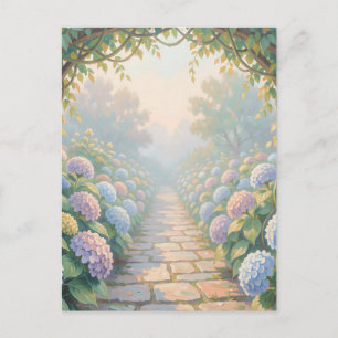 Cartão Postal Jardim Sonhador de Hortênsias com Arco e Caminho d