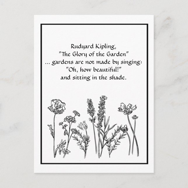 Cartão Postal Jardim Verso Rudyard Kipling Watercolor Flowers C (Frente)