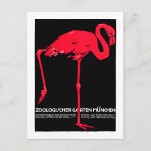 Cartão Postal Jardim Zoológico de Munique Flamingo Viagem Art