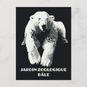 Cartão Postal Jardim Zoológico de Vintage e urso polar de Basile