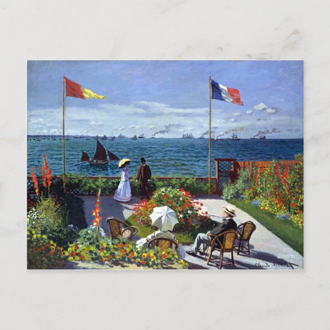 Cartão Postal Jardin à Sainte-Adresse por Claude Monet (Frente)