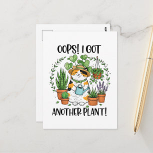 Cartão Postal Jardinagem Plantio Gato Oops Peguei Outra Planta