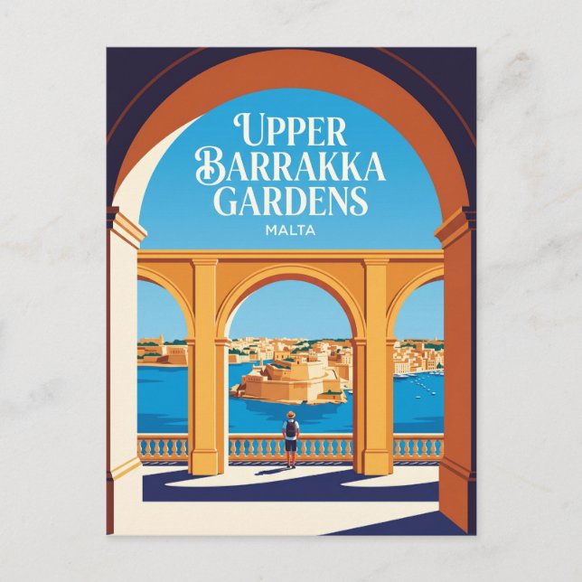 Cartão Postal Jardins da Upper Barrakka Malta (Frente)
