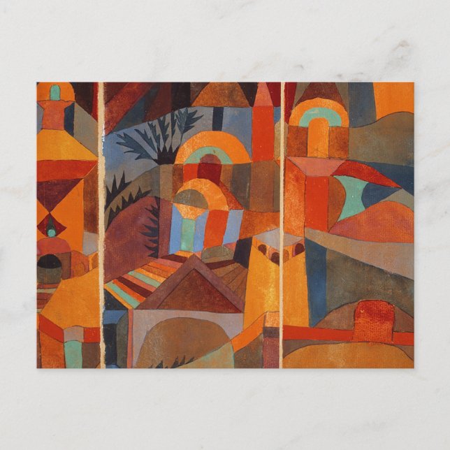 Cartão Postal Jardins do Templo de Klee, Abstrato Colorida (Frente)