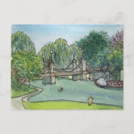 Cartão Postal Jardins públicos de Boston dos barcos da cisne