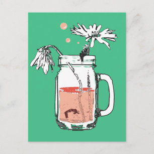 Cartão Postal jarro de pedreiro margarida afoga