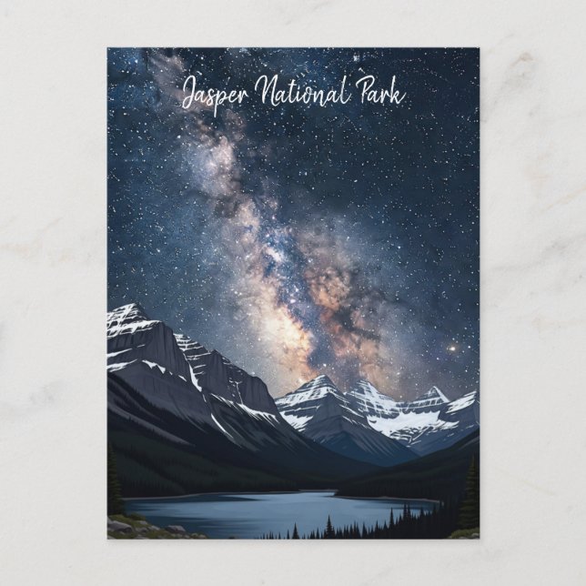 Cartão Postal Jasper National Park Canada à noite (Frente)