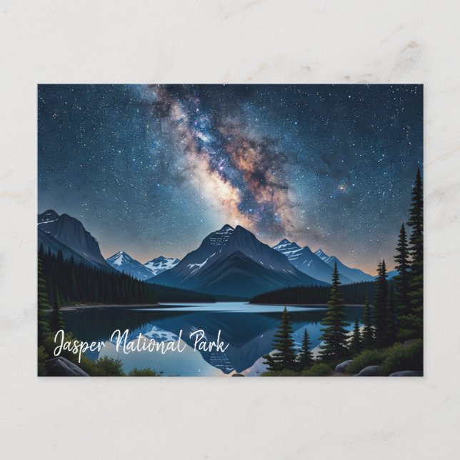 Cartão Postal Jasper National Park Canada à noite (Frente)